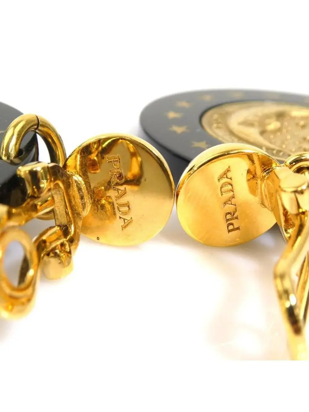 Auth Prada Earrings Black/Gold #280445P25B